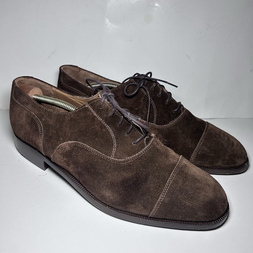 J.Peterman Co. Brown Suede Cap Toe Oxford 9W Made In Italy
